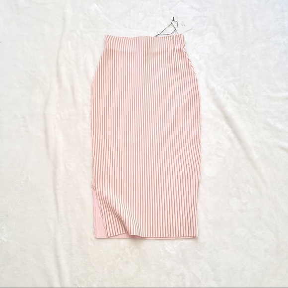 Mura Boutique Dresses & Skirts - Whyte Valentyne | Split Hem Stripe Midi Skirt